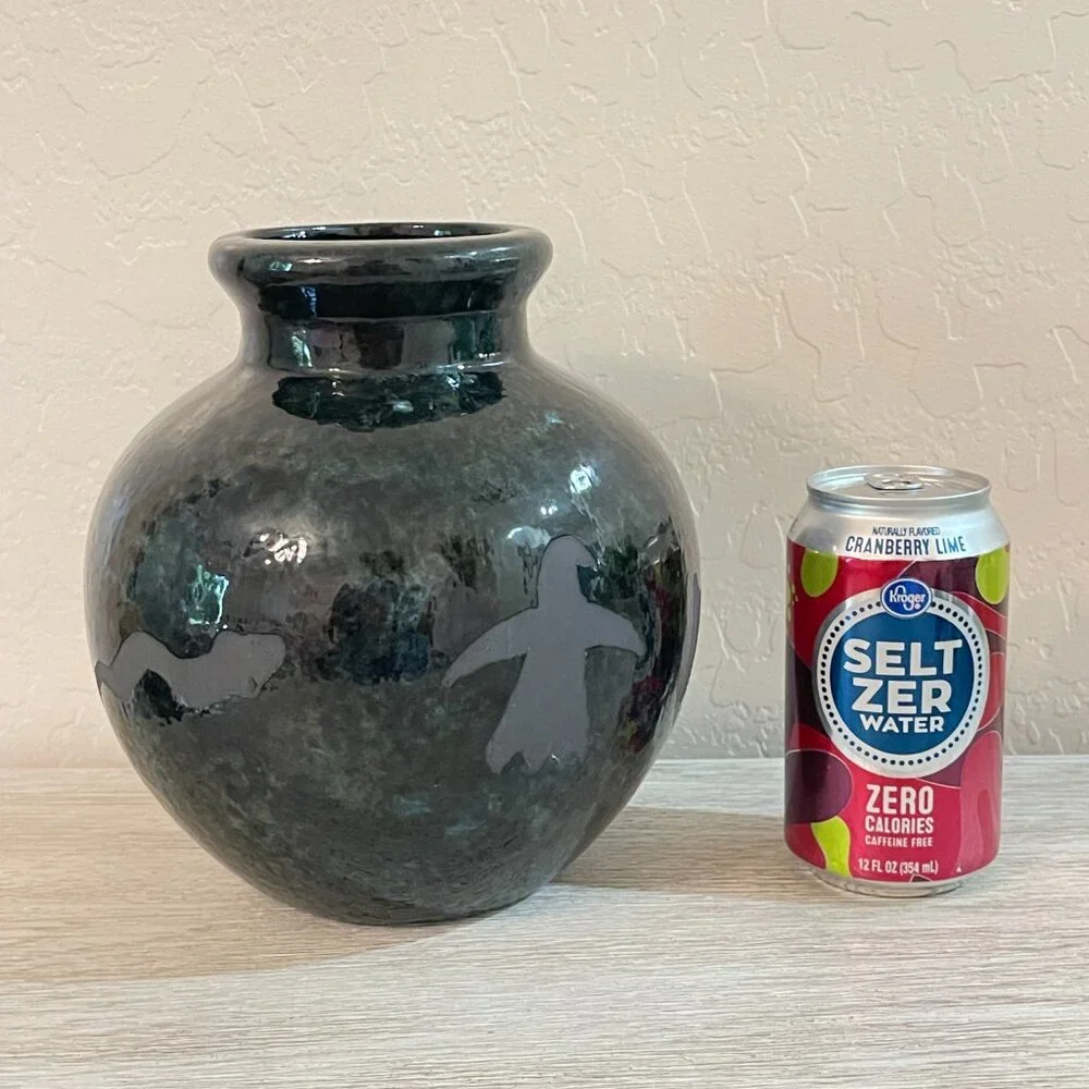 Southwest Friends Theme Pottery Vase Blue Green Unique Sedona Arizona Boutique